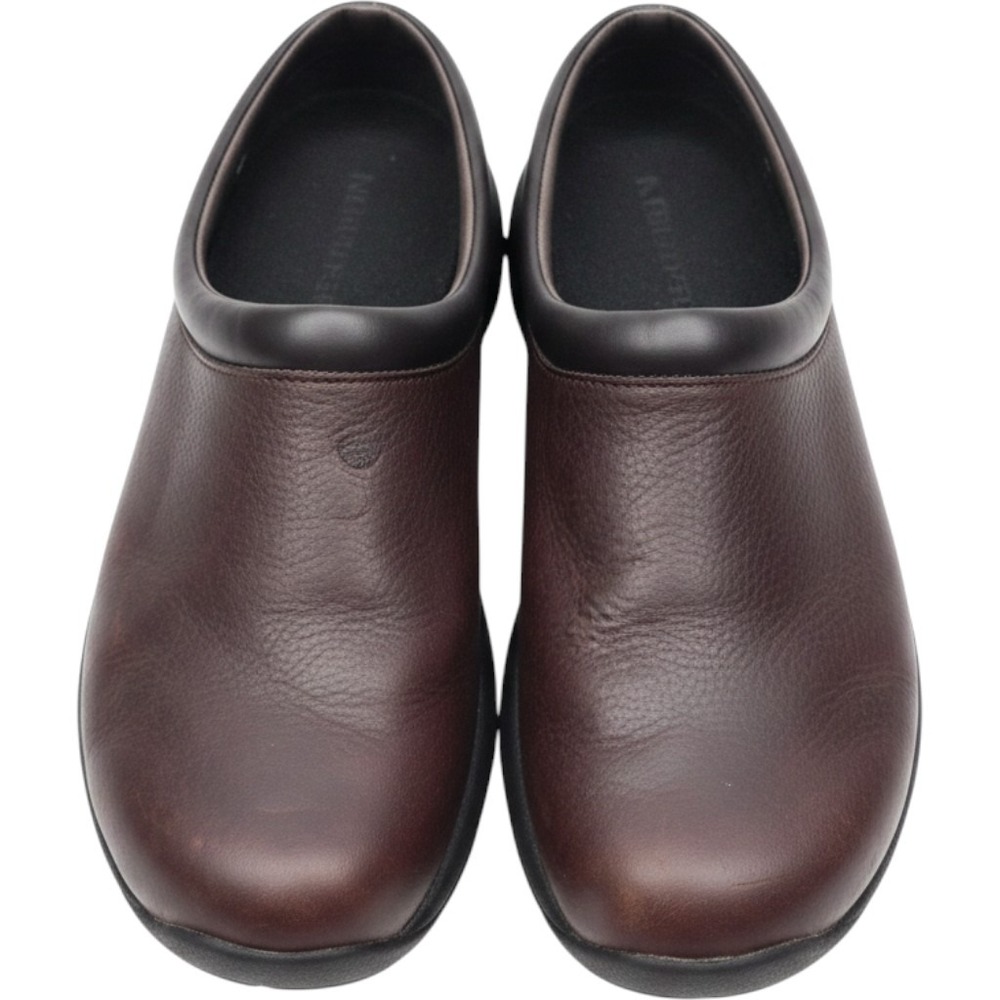 Merrell Encore Dark Brown Pebbled Leather Air Cushion Slip On Clogs Shoes